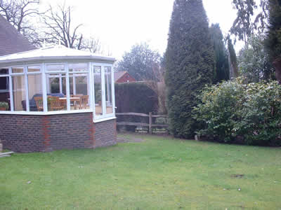 Green field site adjacent to new conservatory